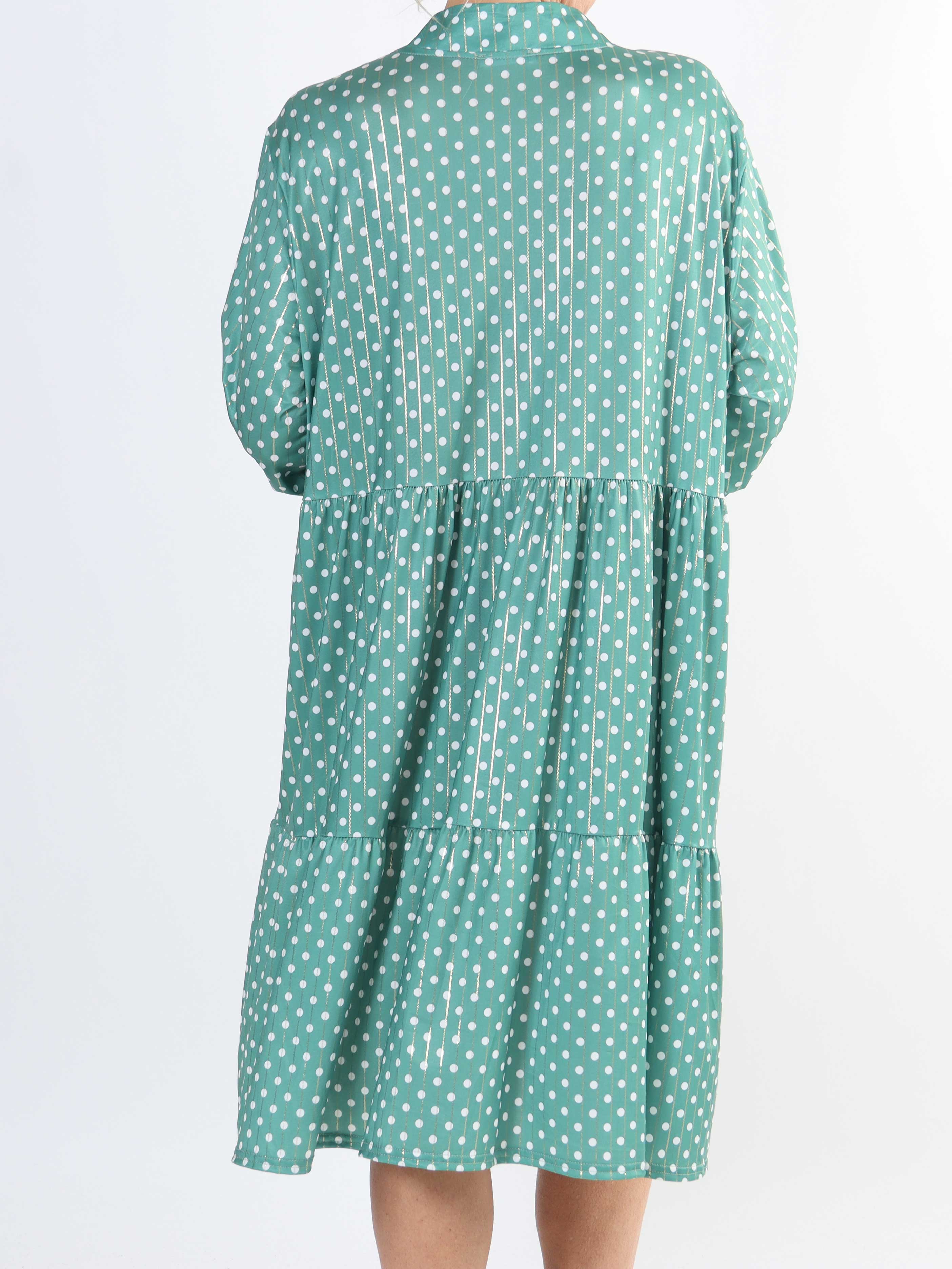 Milano Dot Midi - Plus size kjole med prikker og lag på lag look